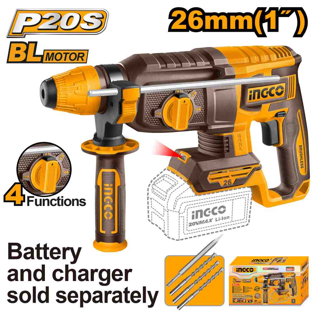 Martillo Combinado Demoledor 26mm 20 V * No Incluye Car/bat INGCO